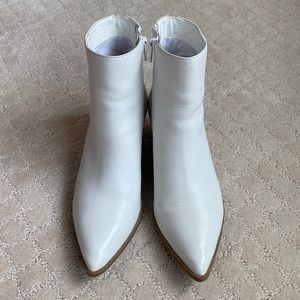 Aldo - Size 8 - women’s white booties, with tan bottoms